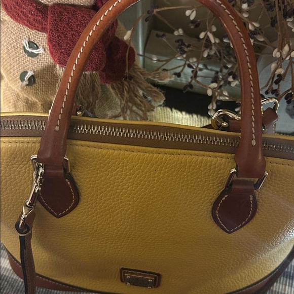 Dooney & Bourke Vibrant Yellow and Rich Brown Satchel - Picture 3 of 13